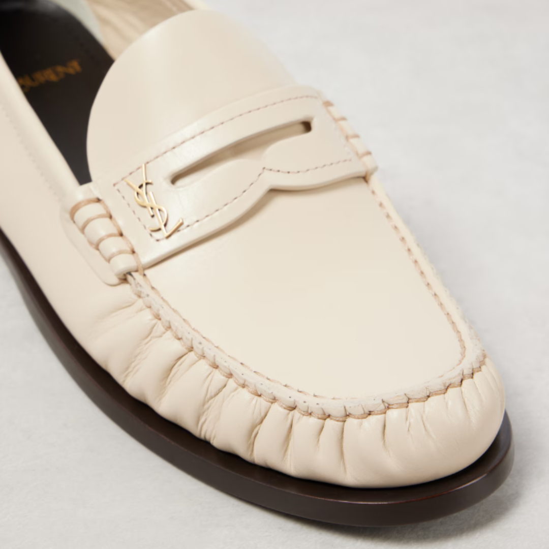 Saint Laurent Penny Loafers Beige